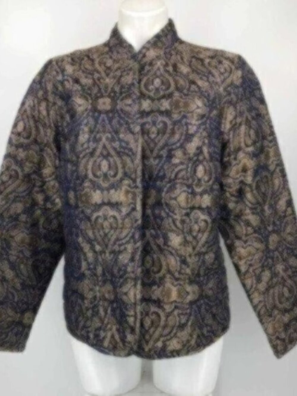 NWOT Chico's Blue and Gold Paisley-Print Jacket - Picture 1 of 2